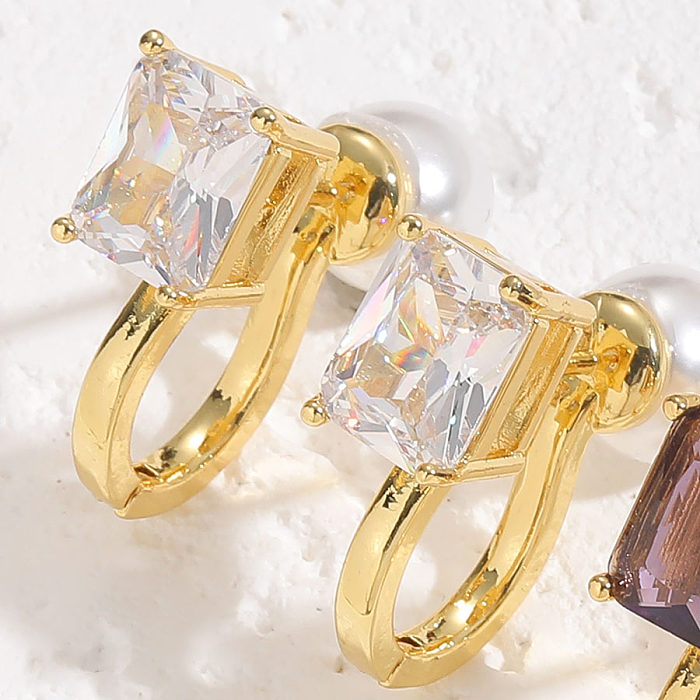 1 Pair Cute Sweet Color Block Plating Inlay Copper Pearl Zircon 14K Gold Plated Drop Earrings