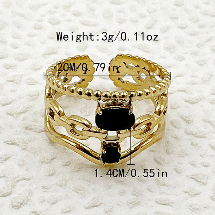 Elegant Simple Style Roman Style Irregular Stainless Steel Plating Inlay Zircon Gold Plated Open Rings