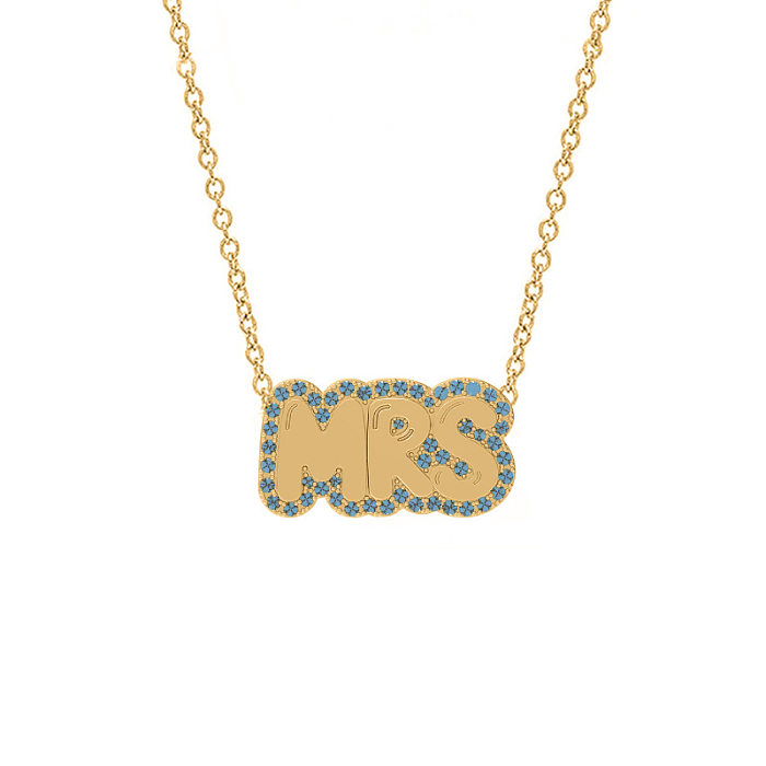 Collier avec pendentif en Zircon plaqué or et cuivre, lettre Streetwear élégante, en vrac