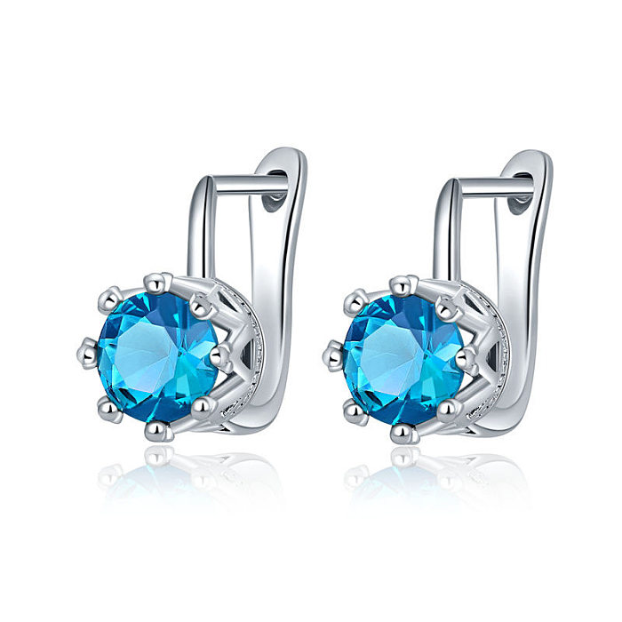 1 Pair Sweet Simple Style Round Flower Plating Inlay Copper Zircon Ear Studs