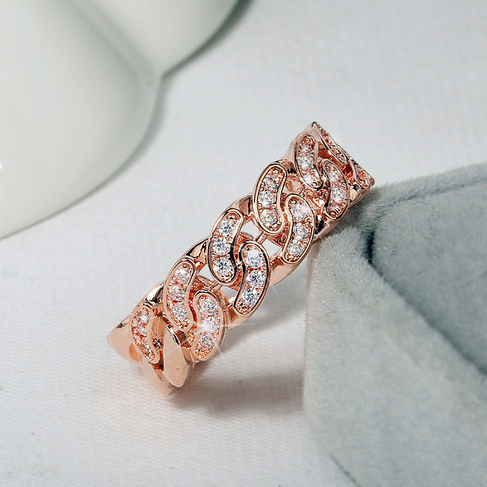 Elegante Dame-Ringe aus einfarbigem Kupfer mit Zirkoneinlage
