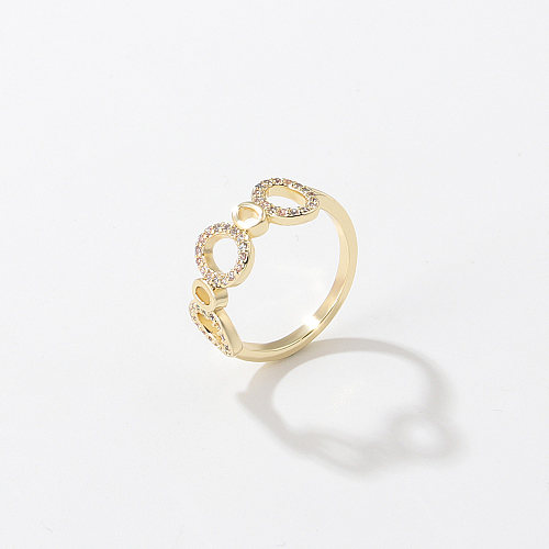 Simple Style Wings Bow Knot Copper Open Ring Plating Inlay Zircon Copper Rings