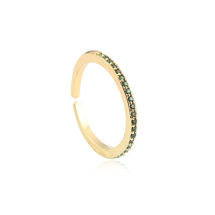 Anéis de cobre de zircão com anel aberto de cobre geométrico estilo simples