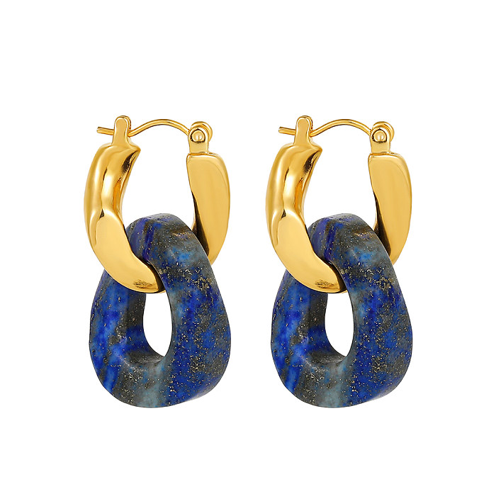 1 Pair Retro Color Block Plating Copper Gold Plated Drop Earrings