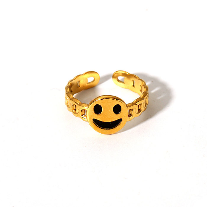 IG Style Retro Smiley Face Stainless Steel Plating Open Rings 1 Piece