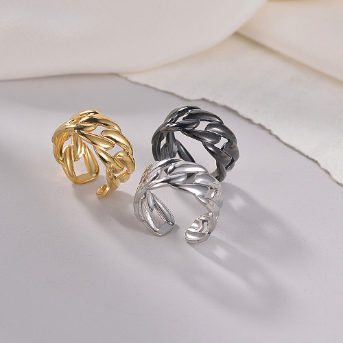 Simple Style Geometric Solid Color Titanium Steel Plating Hollow Out Open Ring