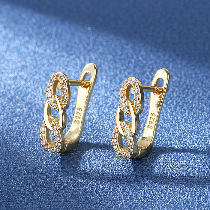 1 Pair IG Style Korean Style Geometric Plating Inlay Copper Zircon Earrings