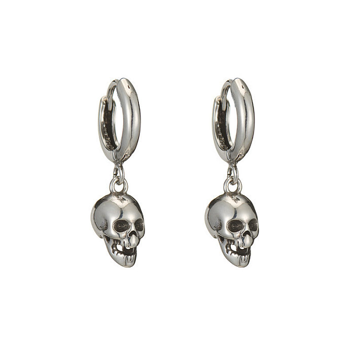 1 Pair Lady Skull Plating Copper Earrings