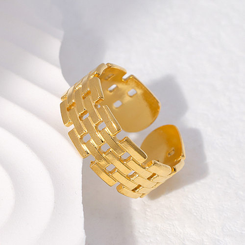 Retro Geometric Stainless Steel Plating Open Ring