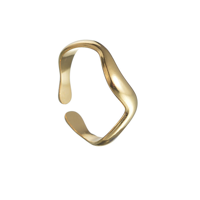 Simple Style Waves Titanium Steel Plating Open Ring