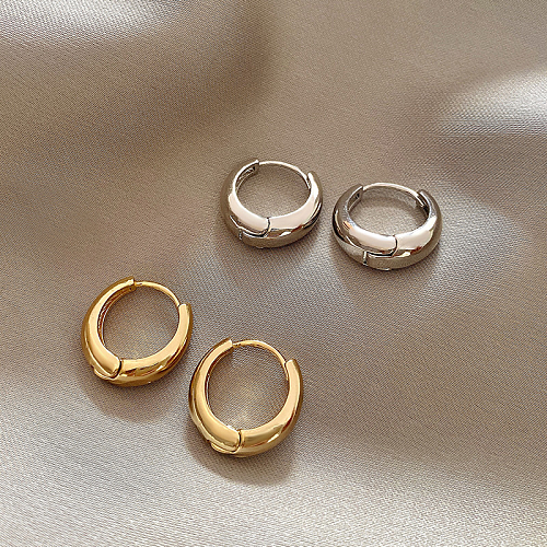1 paire de boucles d'oreilles en cuivre plaqué or et argent pour femme, Streetwear, couleur unie