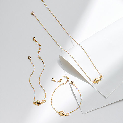 Original Design Dolphin Copper Plating 18K Gold Plated Bracelets Anklet Necklace