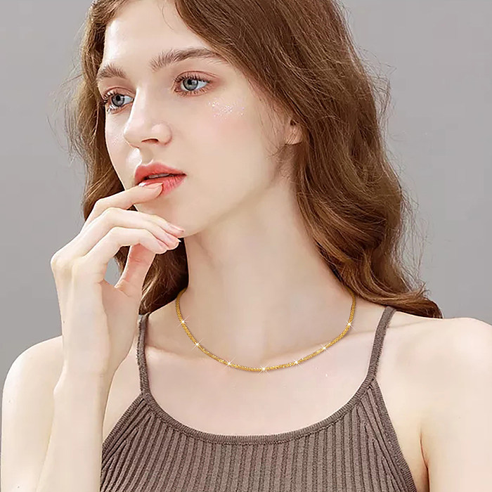 IG Style Simple Style Geometrische Edelstahlbeschichtung 18 Karat vergoldete Armbänder Halskette