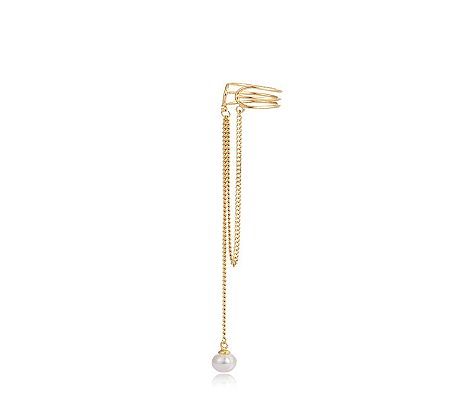 1 pièce de clips d'oreille en perles avec incrustation de cuivre et pampilles de style simple