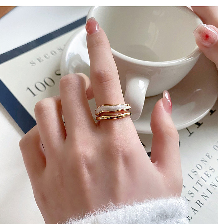 Casual Simple Style Irregular Copper Gold Plated Zircon Open Ring In Bulk