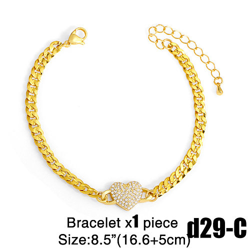 Hip-hop épissage chaîne cuivre incrusté Zircon coeur collier Bracelet