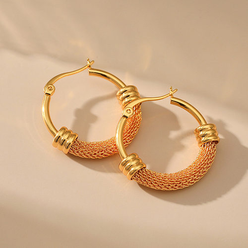 1 par de pendientes elegantes de cobre con revestimiento geométrico para mujer