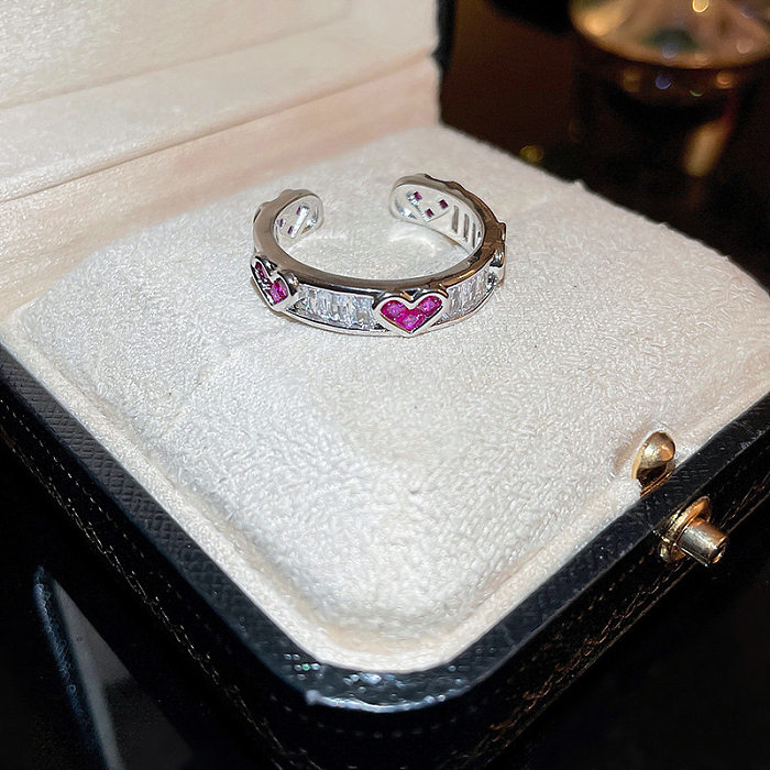 Modern Style Simple Style Geometric Flower Copper Artificial Pearls Zircon Open Ring In Bulk
