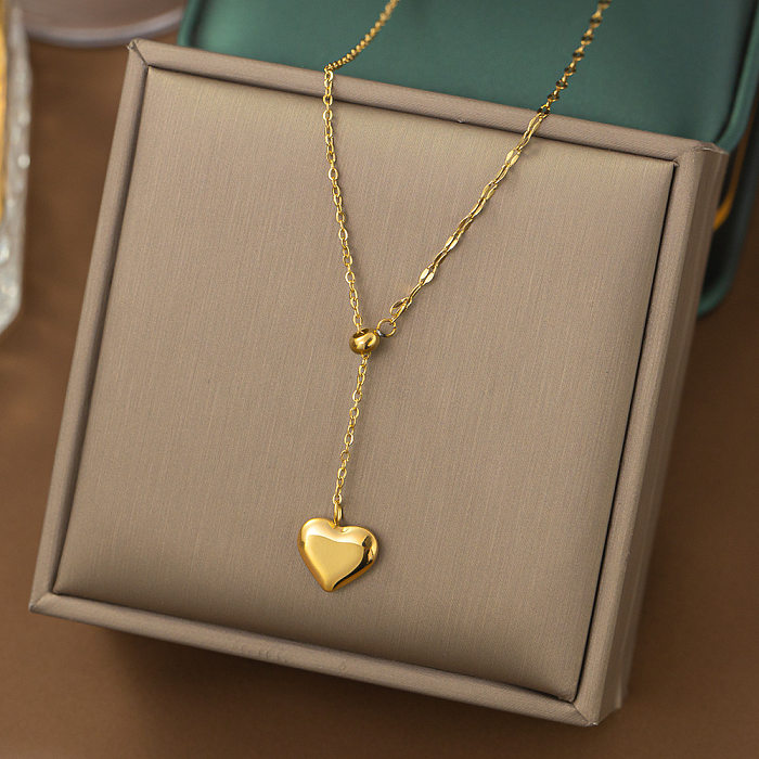 Casual Simple Style Heart Shape Titanium Steel Plating Inlay Pearl Shell Bracelets Earrings Necklace