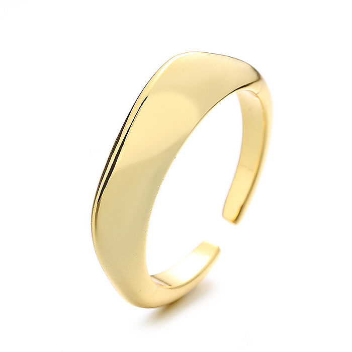 1 Piece Simple Style Irregular Solid Color Copper Plating Open Ring