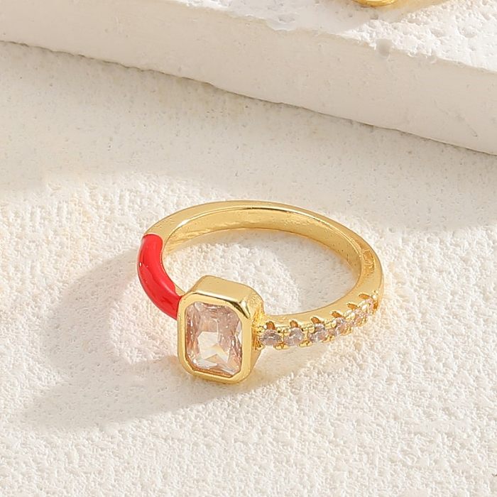 Elegante herzförmige offene Ringe mit 14-karätigem Gold überzogener Zirkon-Inlay-Verkupferung