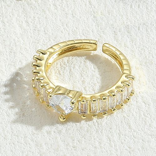 Luxuriöse runde offene Ringe mit 14-karätigem Gold überzogener Zirkon-Intarsienverkupferung