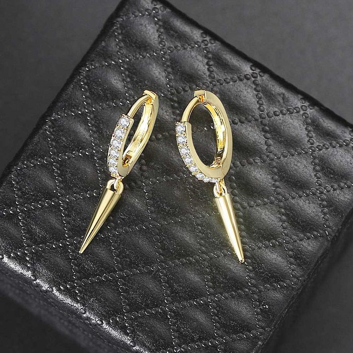 Fashion Circle Copper Zircon Drop Earrings 1 Pair