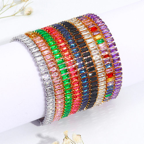 Sweet Color Block Copper Inlay Zircon Bracelets
