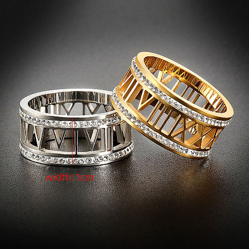 Simple Style Solid Color Stainless Steel Inlay Artificial Gemstones Rings