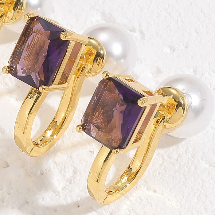 1 Pair Cute Sweet Color Block Plating Inlay Copper Pearl Zircon 14K Gold Plated Drop Earrings