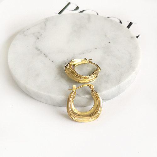 1 Pair Simple Style U Shape Plating Copper Hoop Earrings