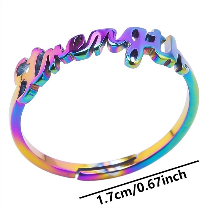 Wholesale Simple Style Letter Stainless Steel Open Rings