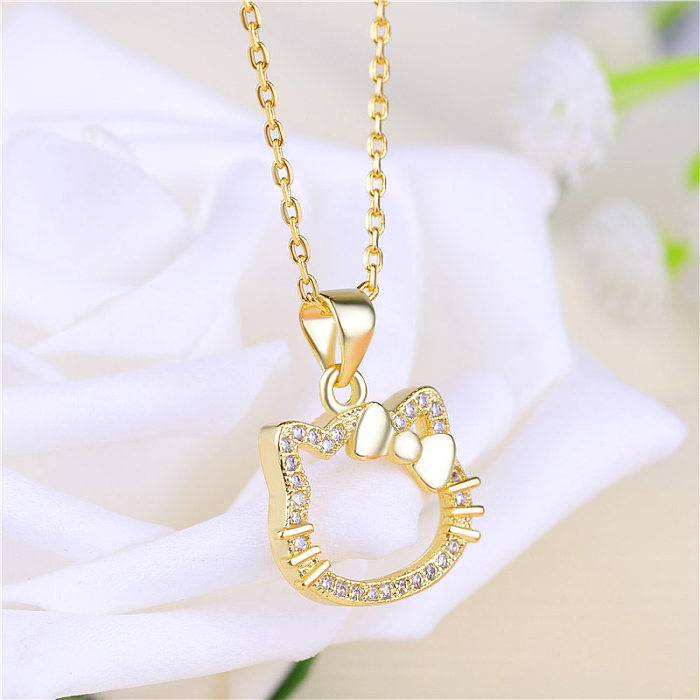 Casual Cute Classic Style Animal Copper Plating Inlay Zircon Gold Plated Silver Plated Pendant Necklace