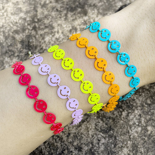 New Multicolor Hollow Smiley Face Splicing Bracelet Wholesale jewelry