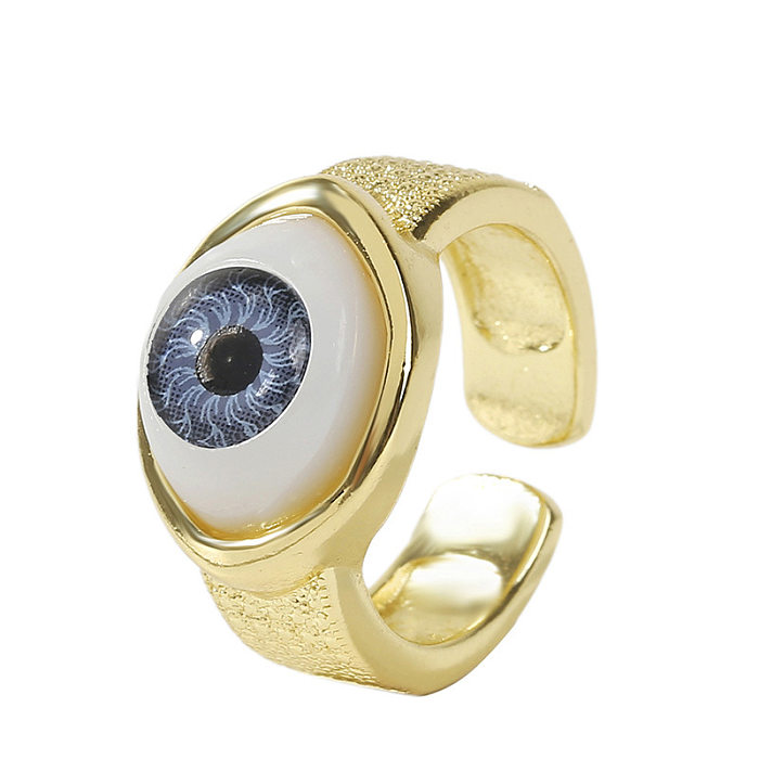 Mode Neue Galvanik Farbkonservierung Glas Augen Offen Jane Kupfer Ring Weibliche