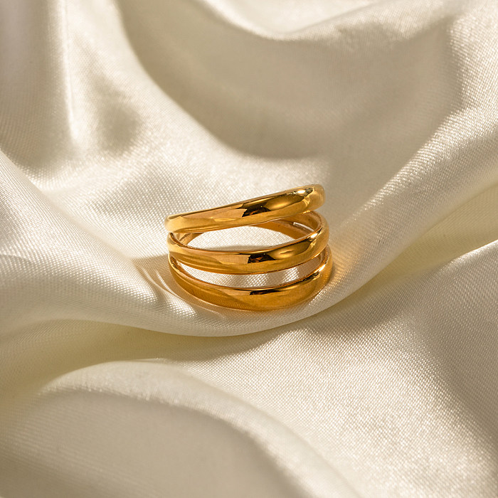 INS Style lignes de Style coréen anneaux superposés en acier inoxydable