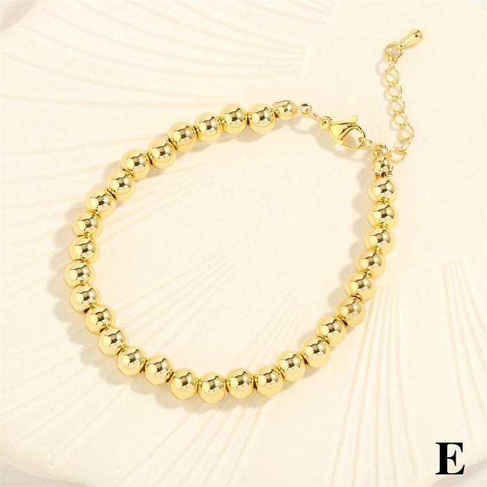 Bracelets plaqués or 18 carats avec perles rondes en cuivre de style vintage hip-hop