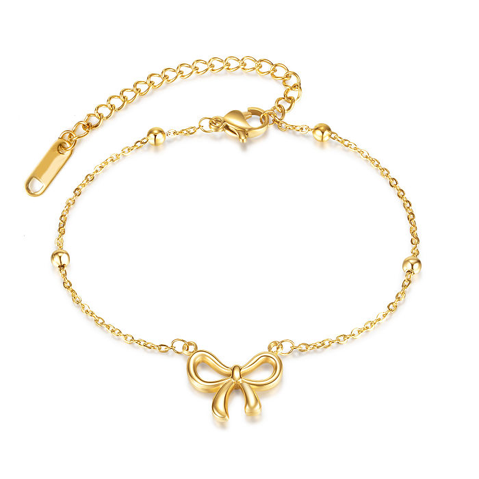 Collier de bracelets de placage en acier titane avec nœud papillon de style classique de style simple