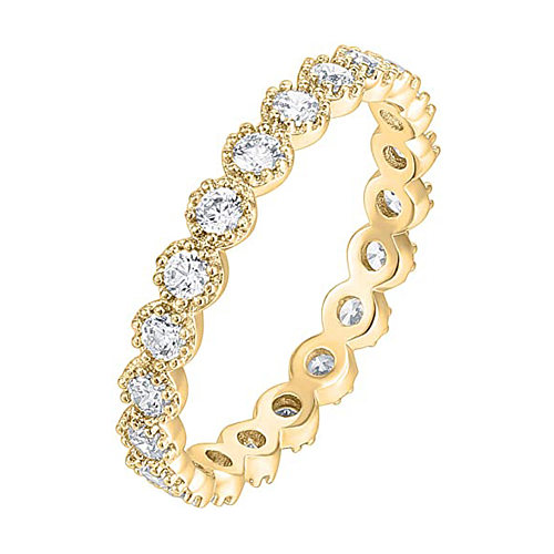 Cross-border Zircon Stacked Ring With Real Gold Plated Fashion New Product Ring