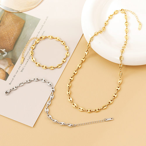 Collier de bracelets en acier titane de couleur unie géométrique pour femme