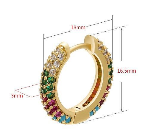 Fashion Round Copper Plating Inlay Zircon Earrings 1 Pair