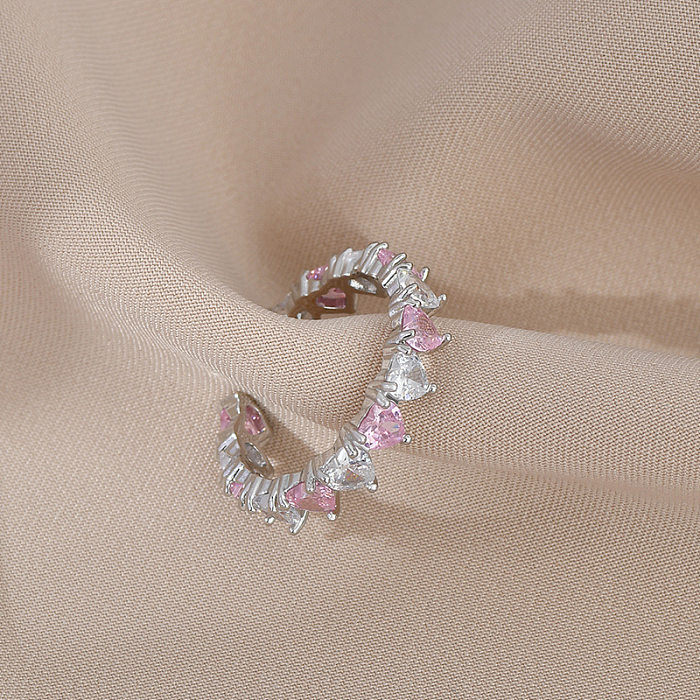 Fashion Heart Shape Copper Plating Zircon Open Ring