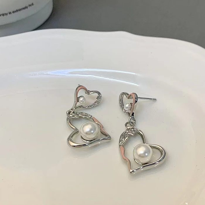 1 Pair Simple Style Heart Shape Copper Plating Earrings