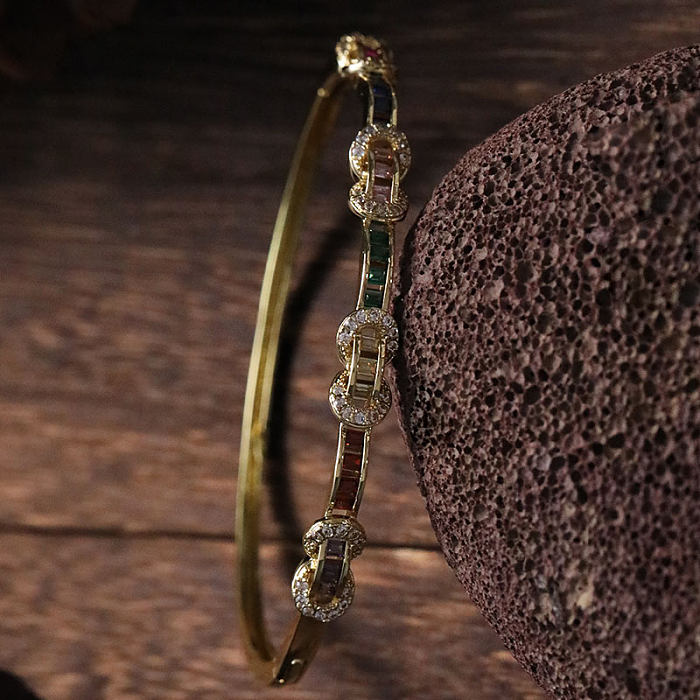 Bracelet en Zircon avec incrustation de cuivre irrégulier pour dame