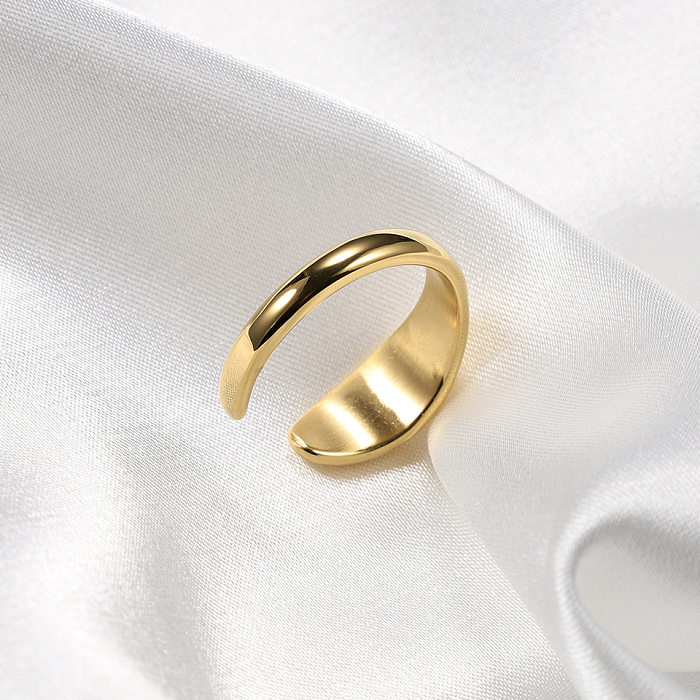 Estilo simples streetwear círculo chapeamento de aço inoxidável 14K banhado a ouro branco banhado a ouro anéis abertos
