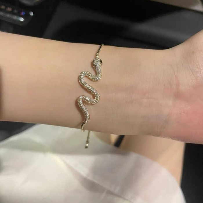 Classic Style Animal Snake Copper Plating Inlay Zircon Bracelets