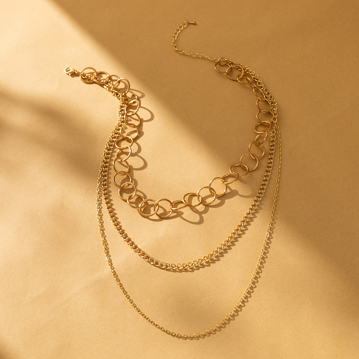 Estilo vintage estilo simples cor sólida cobre em camadas colares em camadas