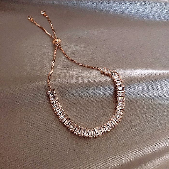 Sweet Geometric Copper Inlay Zircon Bracelets