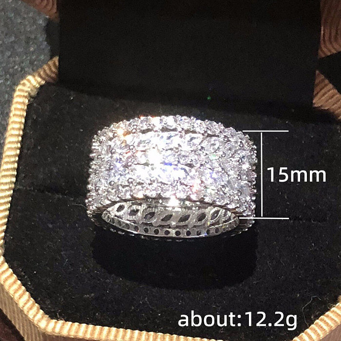 Classic Style Geometric Copper Inlay Zircon Rings