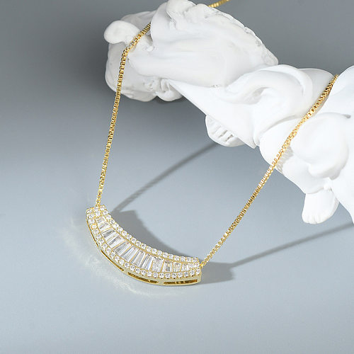 Modische geometrische Zirkon-Halskette mit Kupferbeschichtung, 1 Stück